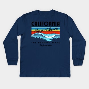 Retro Newport Beach California Kids Long Sleeve T-Shirt